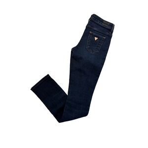 Guess Jeans Women's 25x31RG Dark Wash Stretch Low Rise Denim Y2K copper triangle